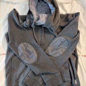 Ted Baker London Men's Size 3/US M Zip-up Hoodie Speckled Grey Elbow Patches